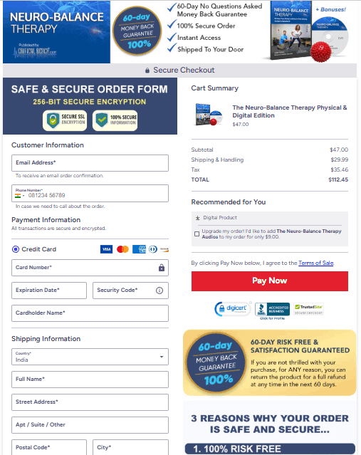  Neuro-Balance Therapy Checkout Page